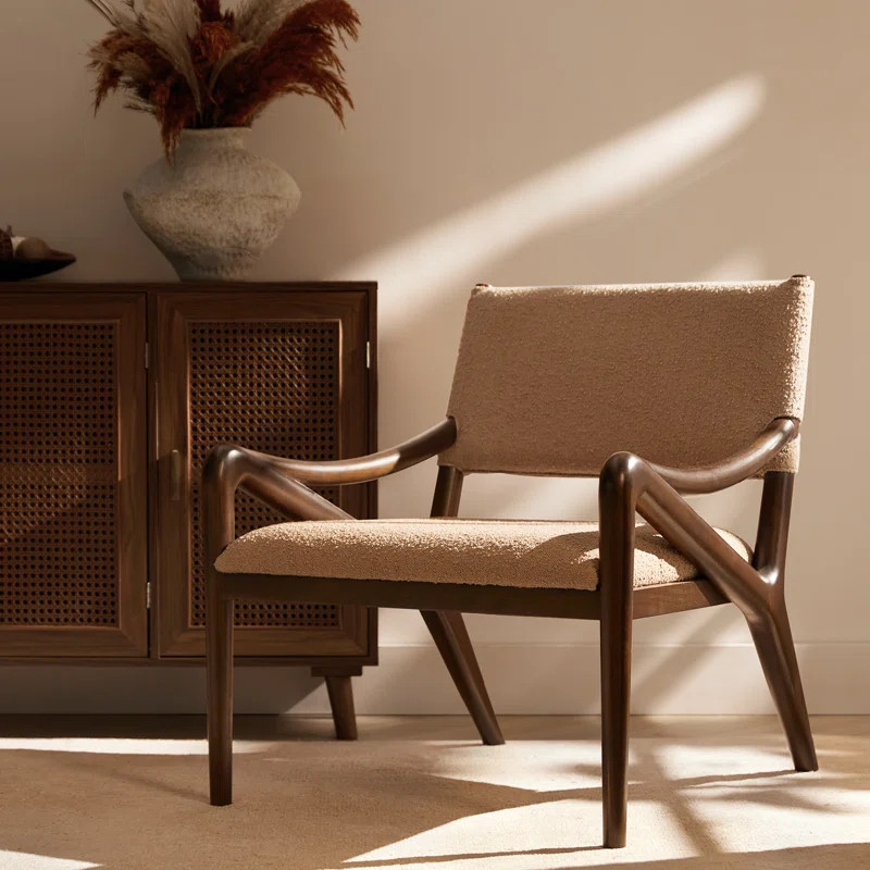 Trais Crombie Boucle Solid Wood Frame Arm Chair | Wayfair North America