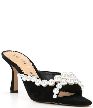 Prudence Pearl Trim Suede Dress Sandals | Dillard's