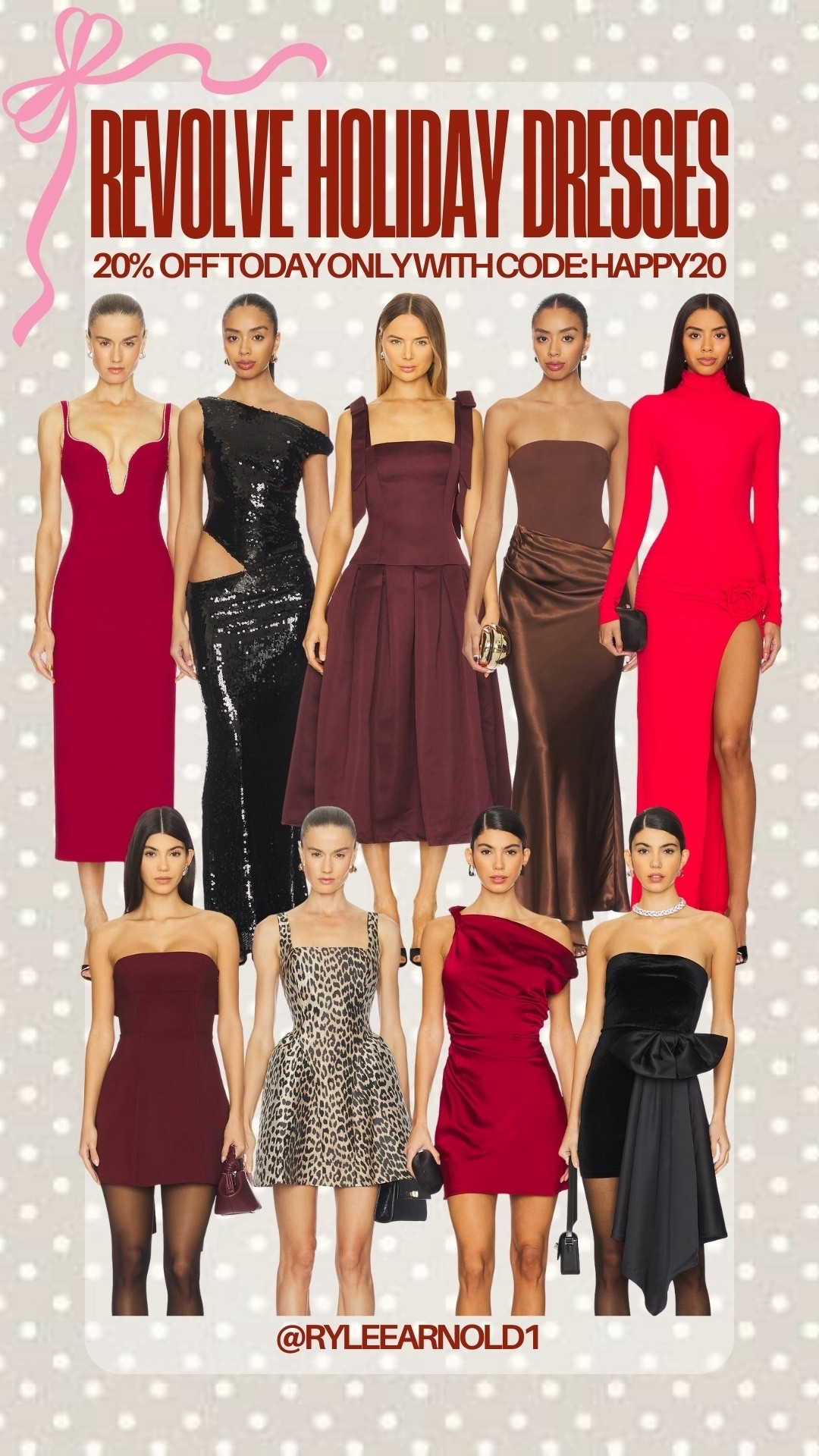 Holiday dress finds from Revolve — use code HAPPY20 for 20% off today only!!!

#LTKHoliday #LTKSaleAlert #LTKSeasonal