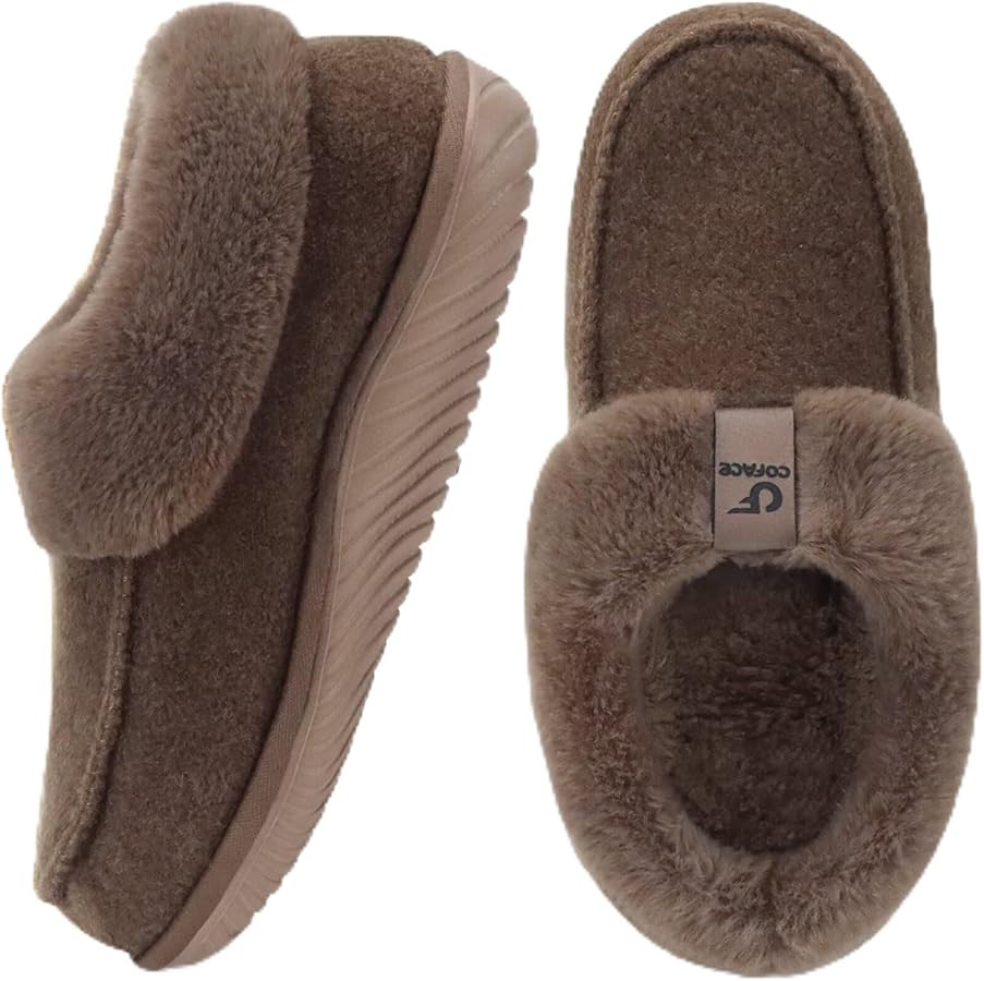 COFACE Women's Memory Foam House Slippers Arch Support Moccasin Winter Shoes Ladies Warm Fuzzy Fa... | Amazon (US)