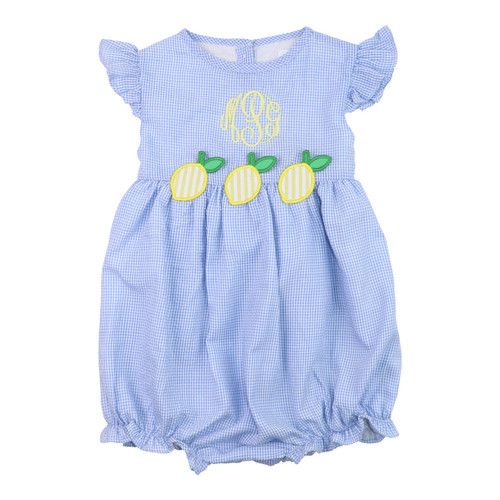 Blue Gingham Applique Lemons Bubble - Shipping Late May | Cecil and Lou