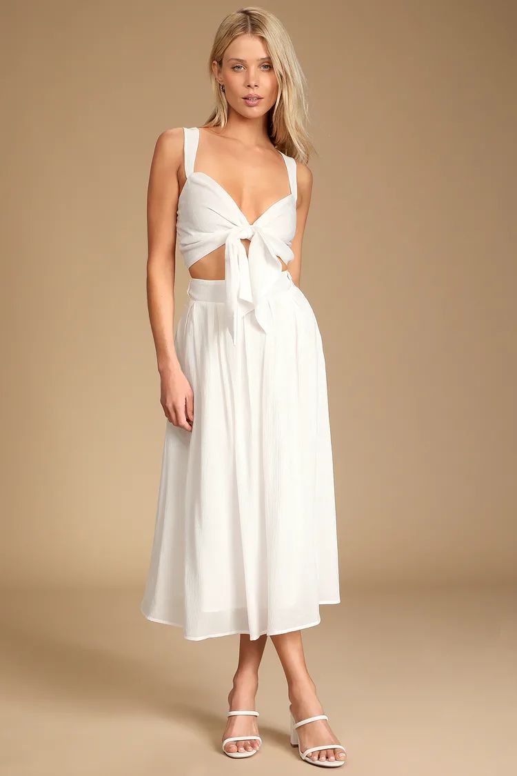 Spanish Steps White Sleeveless Tie-Front Two-Piece Dress | Lulus (US)