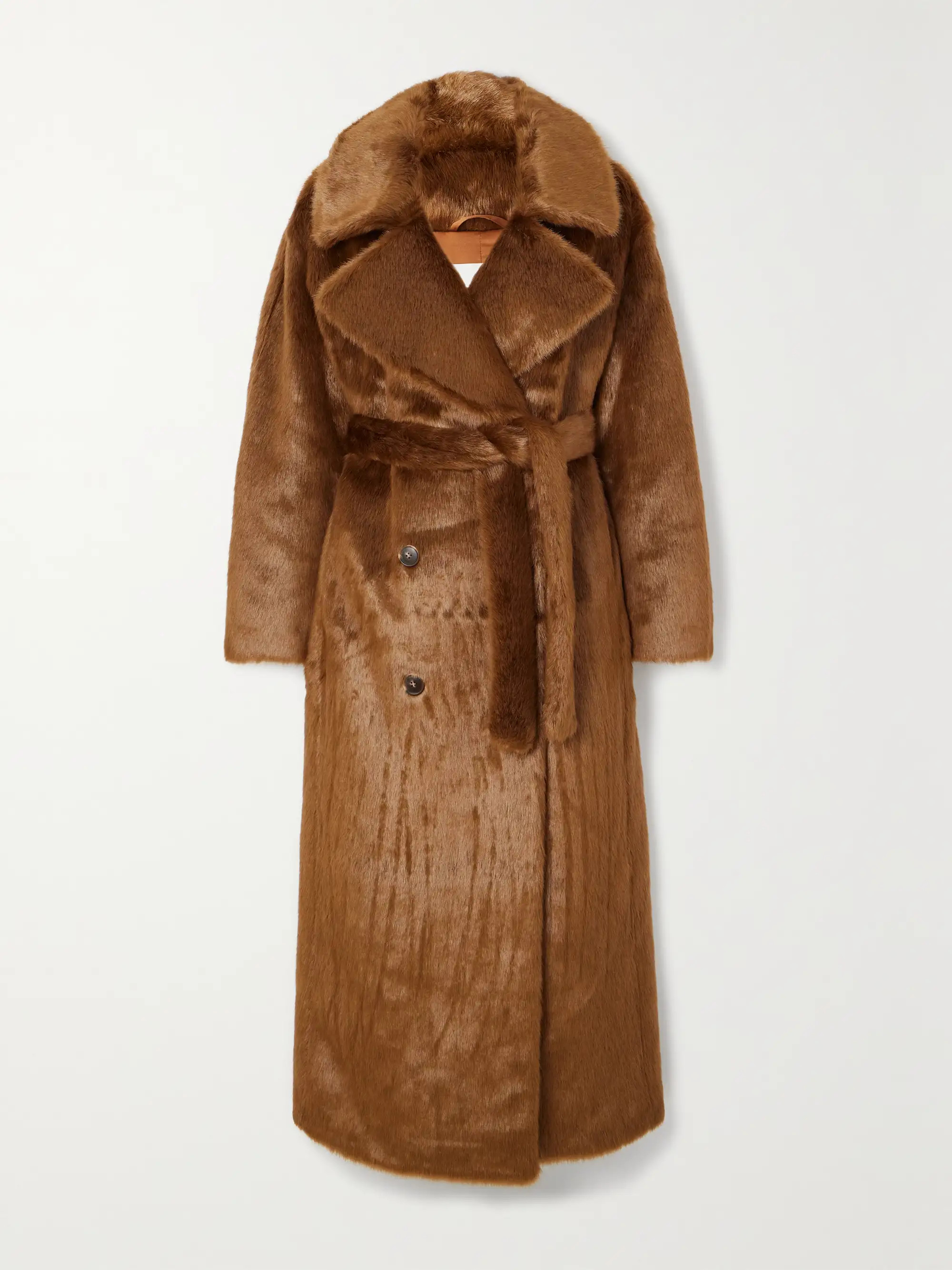 THE FRANKIE SHOP Joni belted double-breasted faux fur coat | NET-A-PORTER | NET-A-PORTER (US)