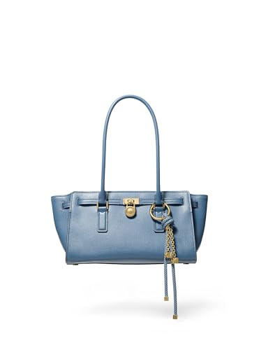 Michael Kors Hamilton Small Shoulder Tote with Charm, Gold-Tone Hardware/Urbino Leather/French Blue | Amazon (US)