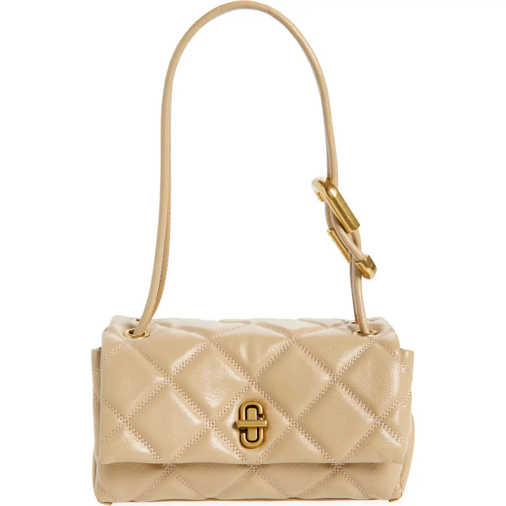 Marc Jacobs The Mini Dual Chain Diamond Quilted Leather Shoulder Bag in Camel at Nordstrom | Nordstrom