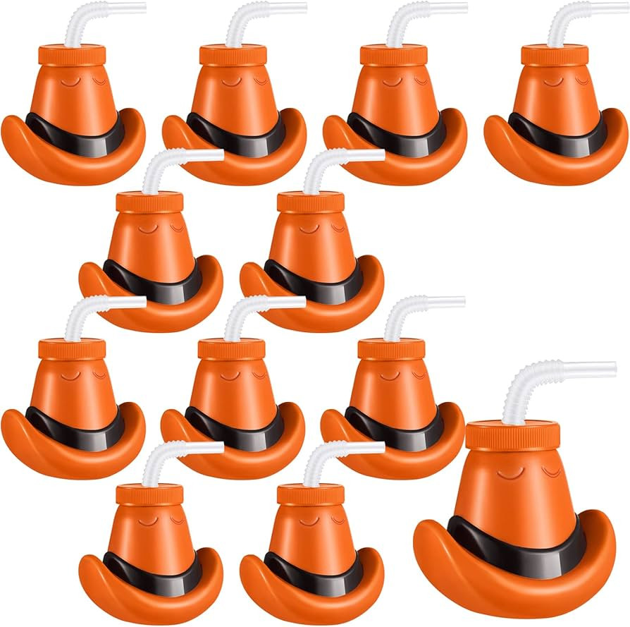 Amyhill Cowboy Hat Cups with Lids and Straws 12 oz Plastic Cowboy Hat Cups for Western Party Supp... | Amazon (US)