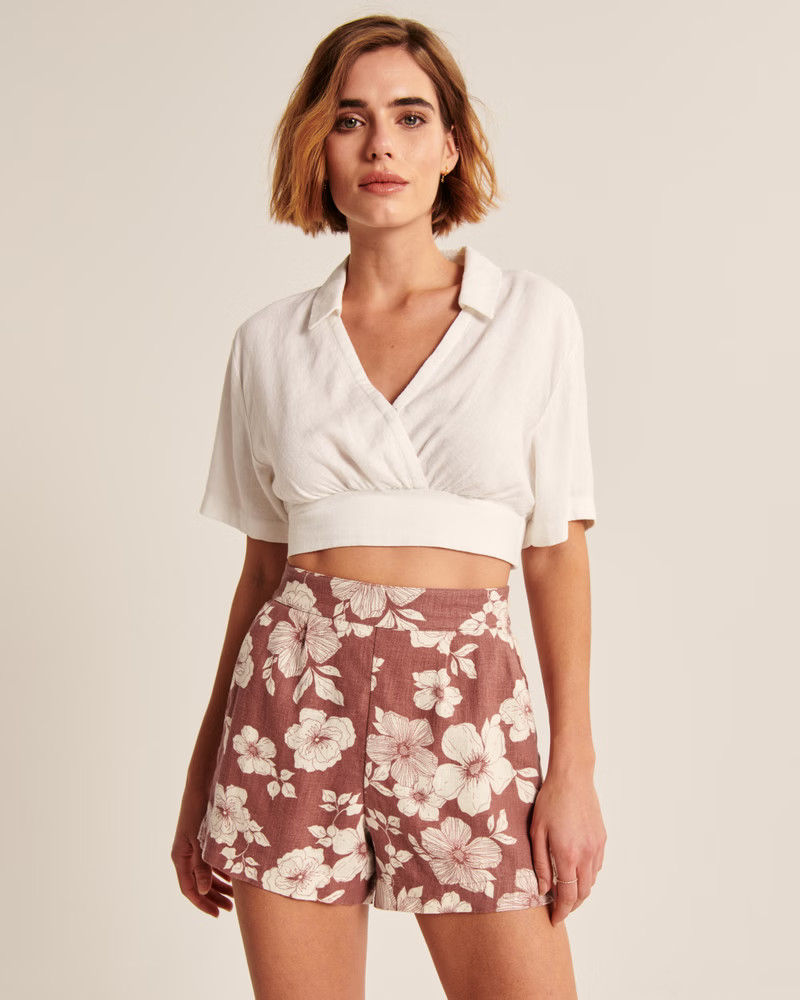 Women's Linen-Blend Pull-On Shorts | Women's Clearance | Abercrombie.com | Abercrombie & Fitch (US)