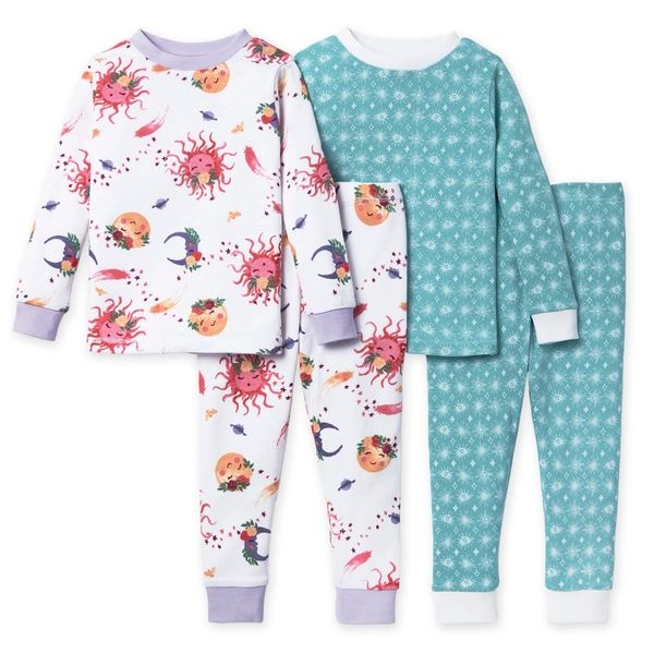 Celestial Friends & Spring Mosaic Organic Cotton Pajamas - 2 Pack - 2-Piece 12M | Burts Bees Baby