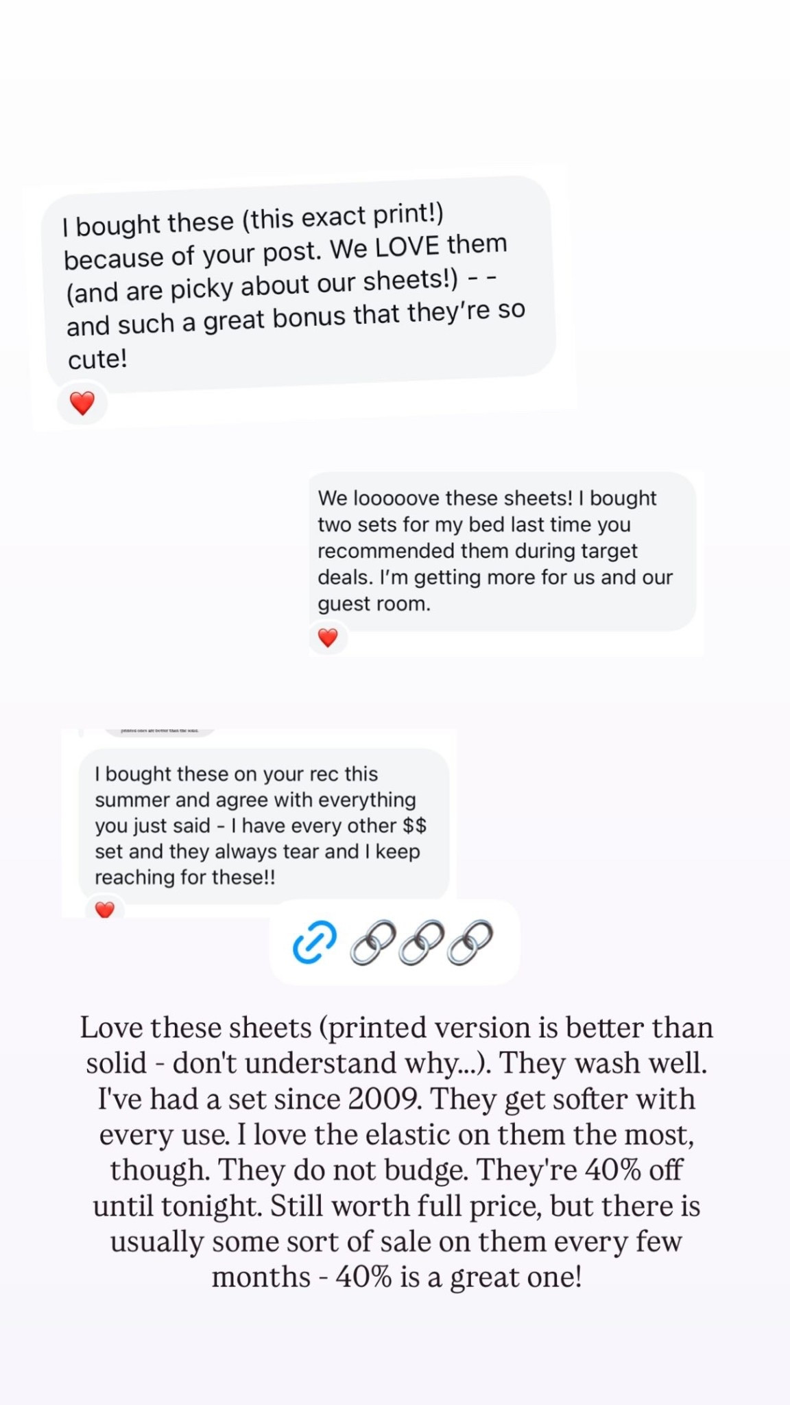 Love these sheets (printed version is better than solid - don't understand why...). They wash well. I've had a set since 2009. They get softer with every use. I love the elastic on them the most, though. They do not budge. 

#LTKHome