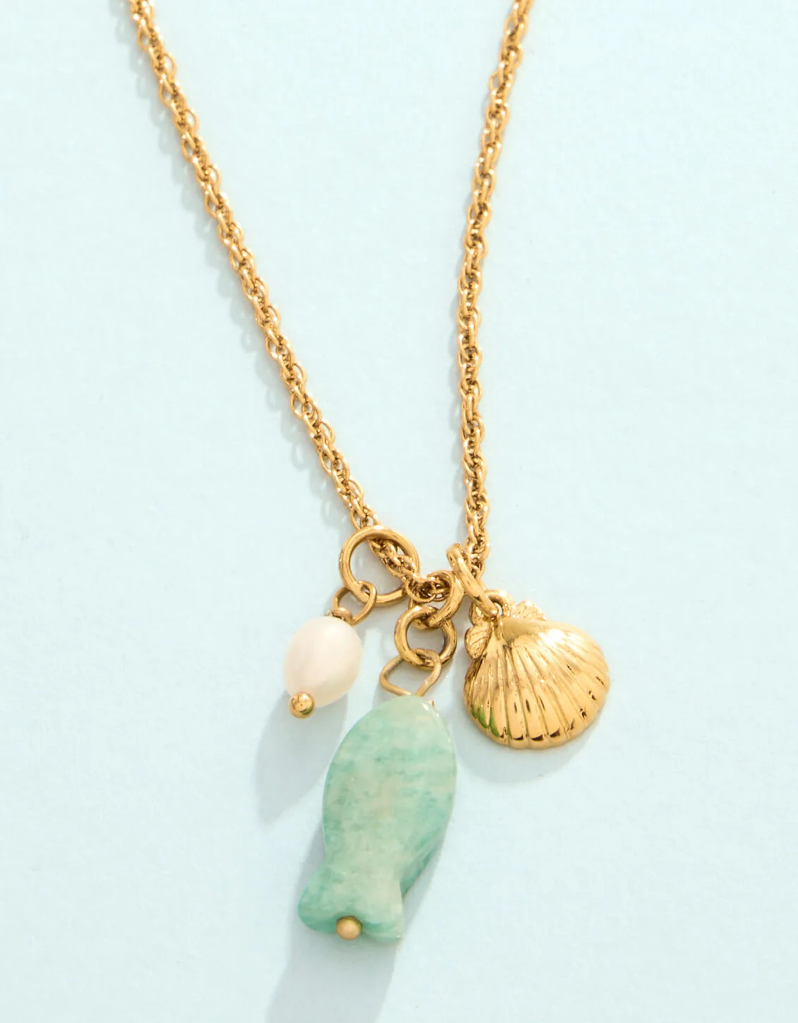 Skipjack Fish Necklace 17" Amazonite | Spartina 449