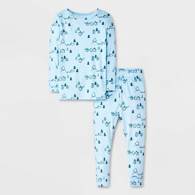 Toddler Boys' 2pc Penguins Snuggly Soft Pajama Set - Cat & Jack™ Blue 18M | Target