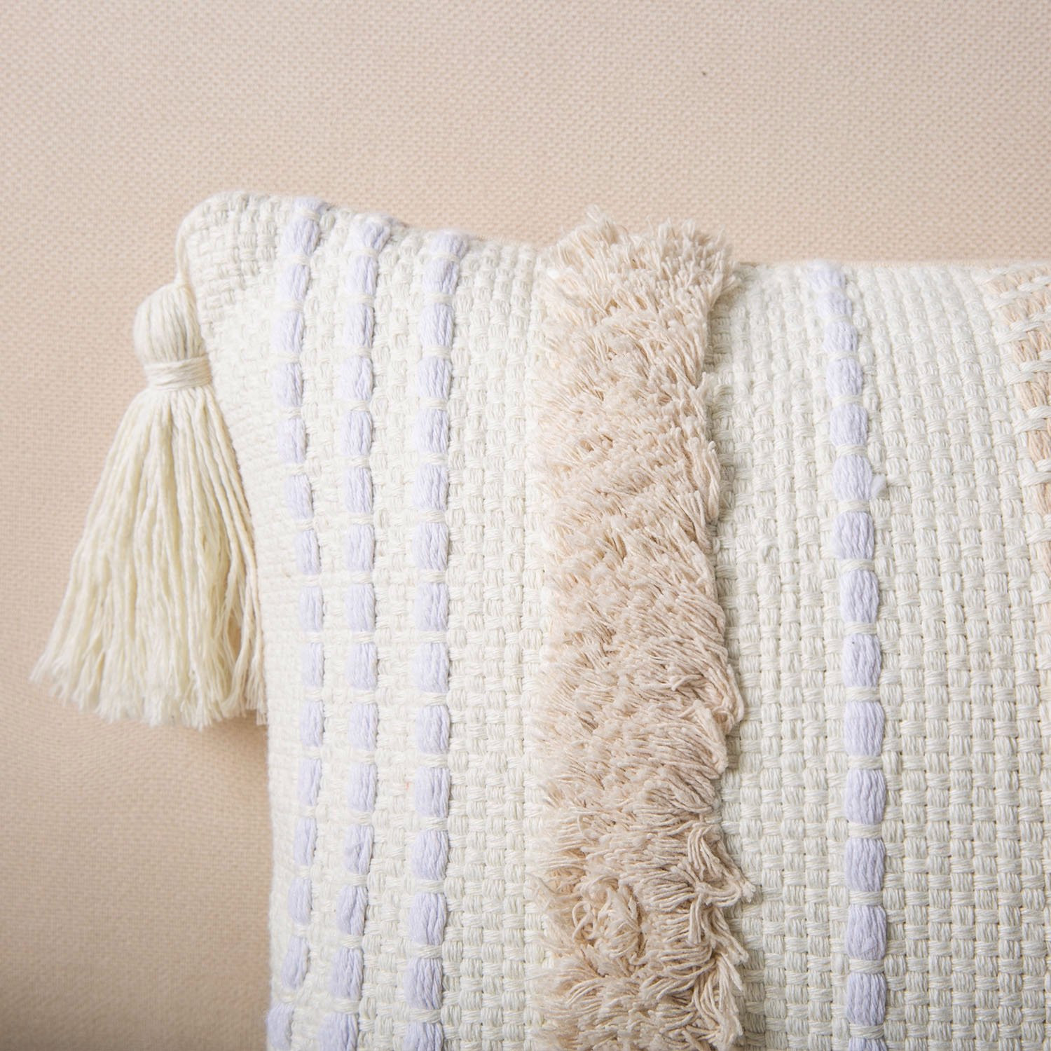 Phantoscope Boho Woven Tufted with Tassel Series Decorative Throw Pillow, 18" x 18", Cream White ... | Walmart (US)