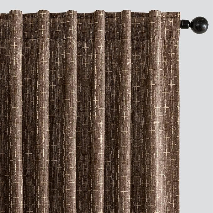 MIULEE Decorative Back Tab Linen Curtains with Geometric Pattern for Living Room Bedroom Farmhous... | Amazon (US)