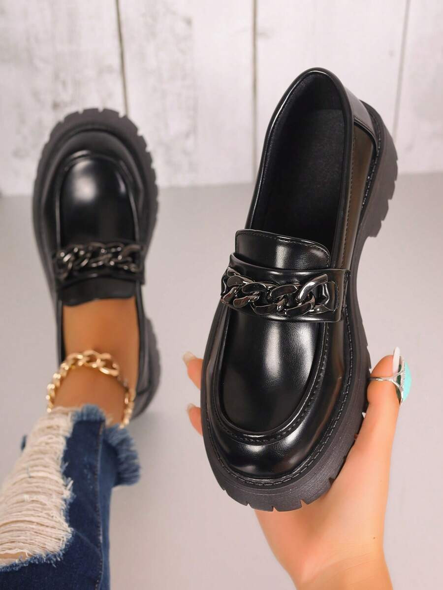 Women's Shoes In Plus Sizes 41 42 43 Black Oxford Shoes With Thick Bottom, Japanese School Unifor... | SHEIN