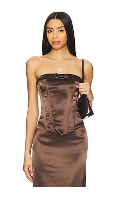 MORE TO COME Elenor Strapless Top in Brown from Revolve.com | Revolve Clothing (Global)