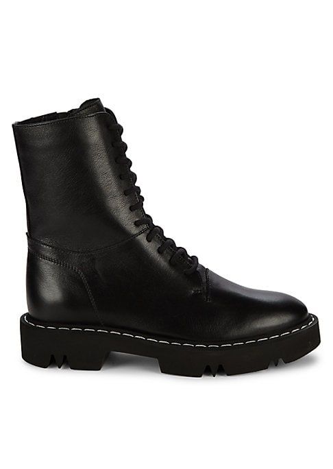 Aquatalia Women's Hana Leather Combat Boots - Black - Size 6 | Saks Fifth Avenue