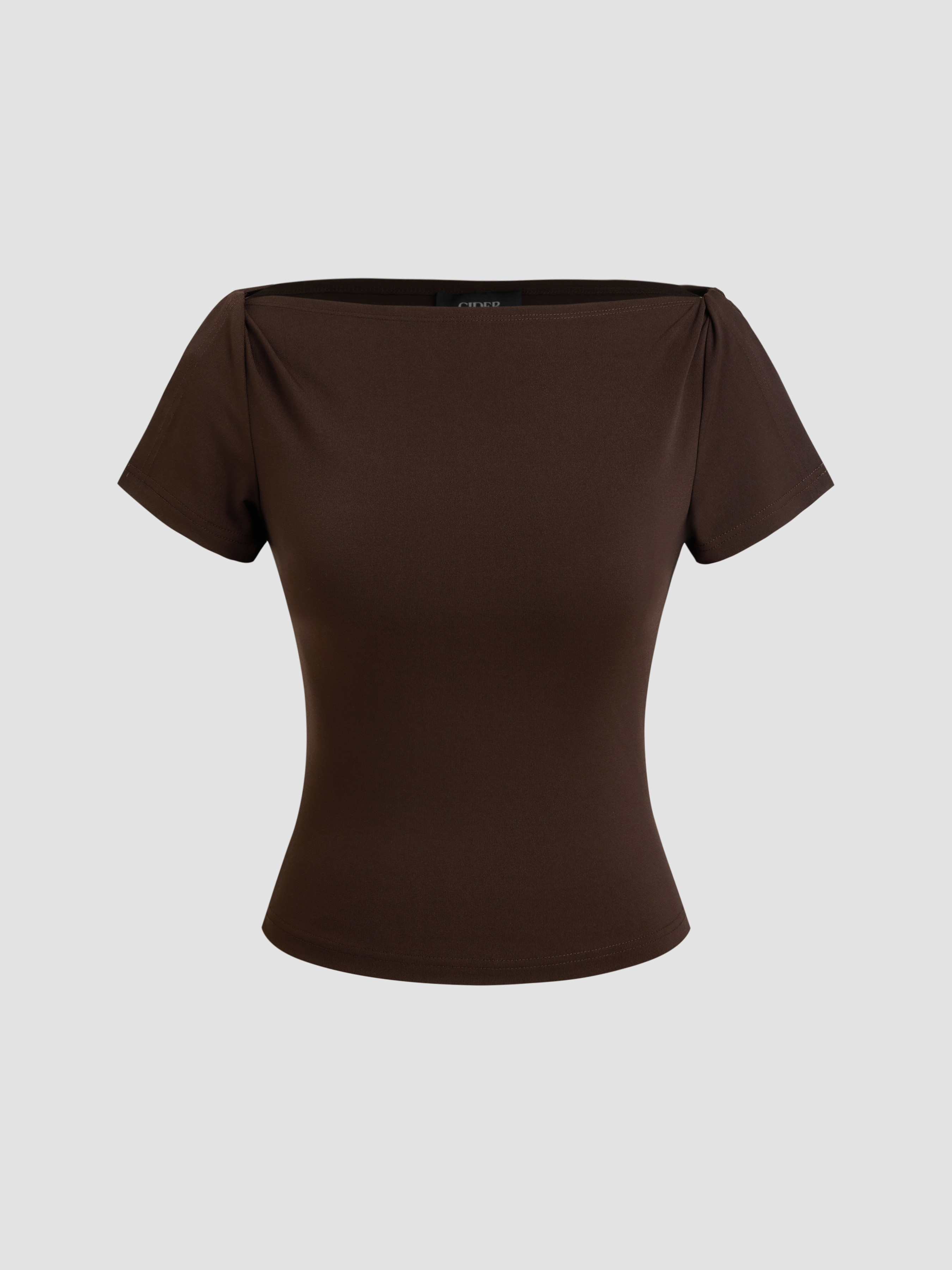 Jersey Boat Neck Twist Split Sleeve Top For Work | Cider