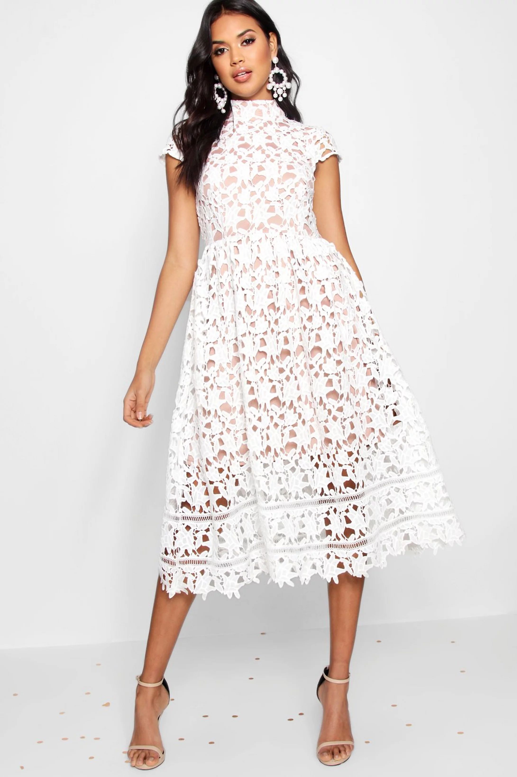 Boutique Lace Midi Skater Bridesmaid Dress | Boohoo.com (US & CA)