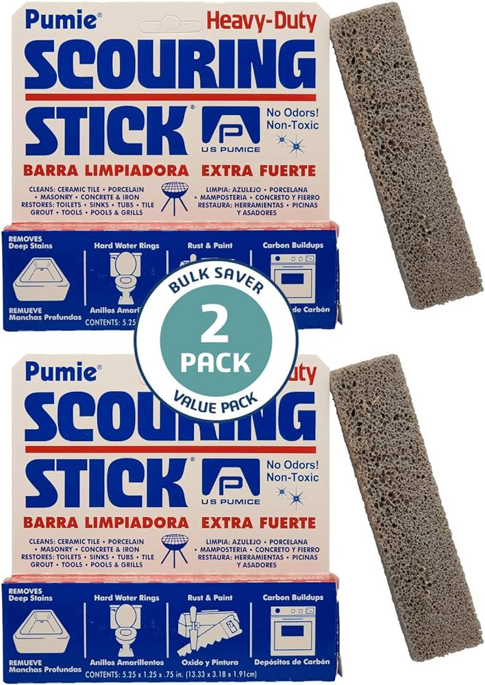 U.S. Pumice Pumie Scouring Stick, Heavy Duty Extra Strong Pumice Cleaning Bar (2 Pack) | Amazon (US)