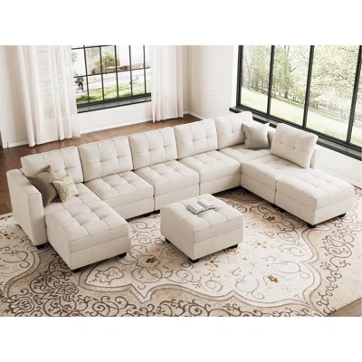 Soneson 143'' Wide Free Combined Tufted Velvet Sectional Sofa with Storage and Adjustable Backrest | Wayfair North America