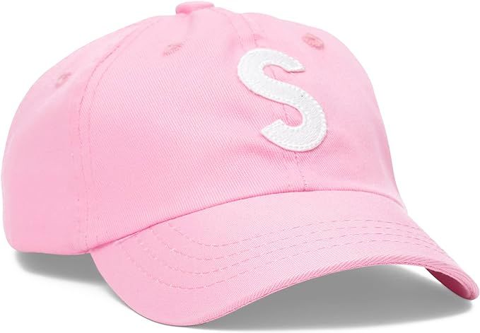 Tiny Expressions - Initial Toddler Girls Baseball Cap | Monogrammed Adjustable Pink Letter Hat | Amazon (US)