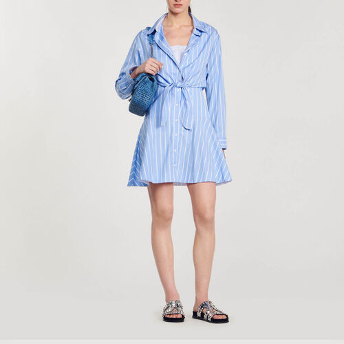 Striped tie-front shirt dress | Sandro US | Sandro-Paris US