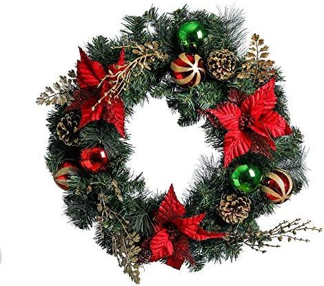 Naturally 24 Inch Decorated Collection Red, Gold and Green Christmas Wreath. Quality Plastic, Con... | Amazon (US)