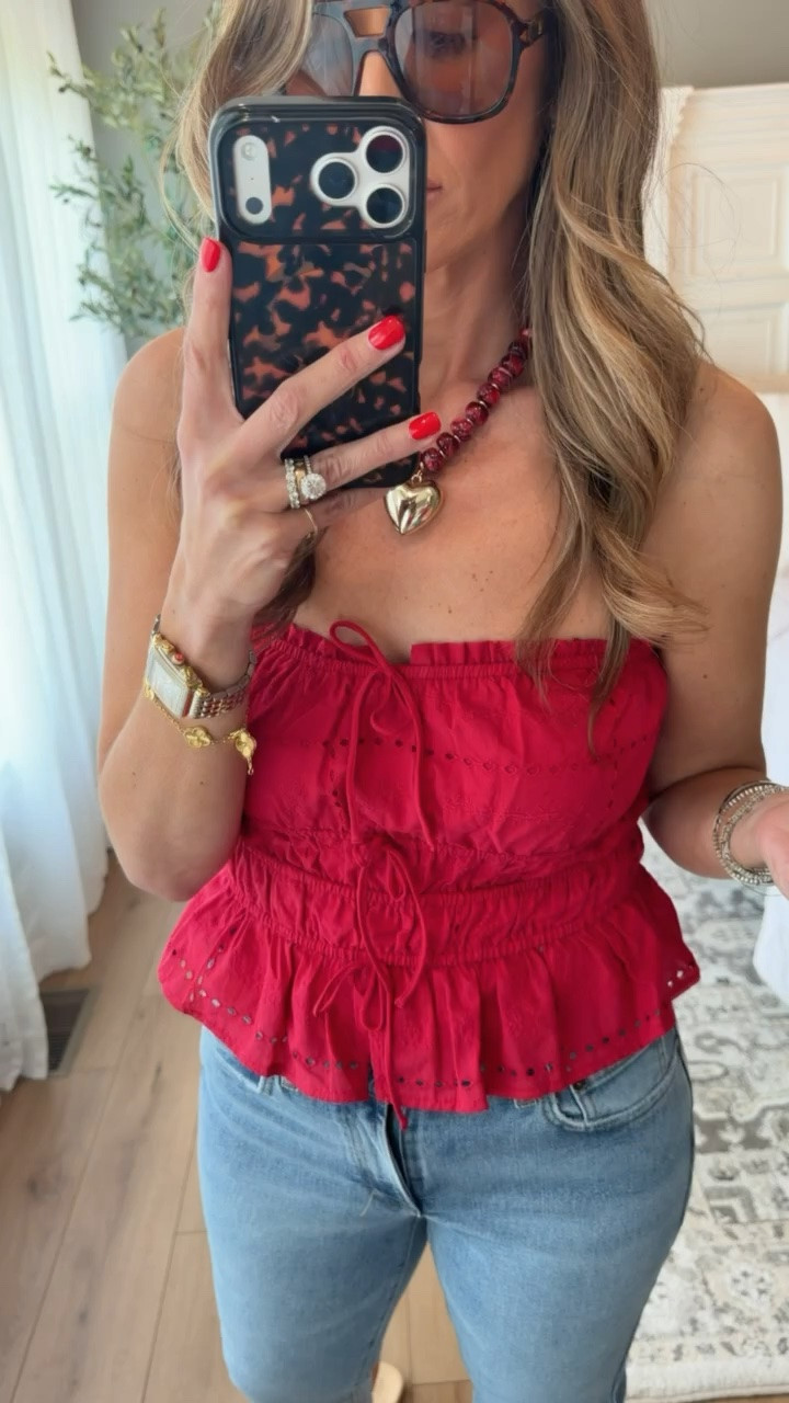 This red strapless top is such a fun summer piece ❤️ Paired with classic denim and simple sandals for an easy look that works for concerts, date nights, vacations, or summer weekends. The bright red color makes the whole outfit feel instantly elevated with minimal effort.

red top outfit, strapless summer top, jeans outfit inspo, summer date night outfit, casual chic style, vacation outfit ideas, trendy summer fashion, effortless summer outfit, red white and blue style, concert outfit inspo, affordable fashion finds, summer denim outfit, themominstyle

#LTKSeasonal #LTKOver40 #LTKTravel
