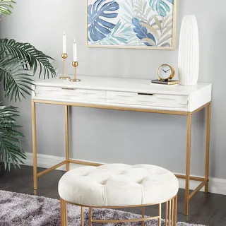 White Iron Contemporary Console Table | Bed Bath & Beyond