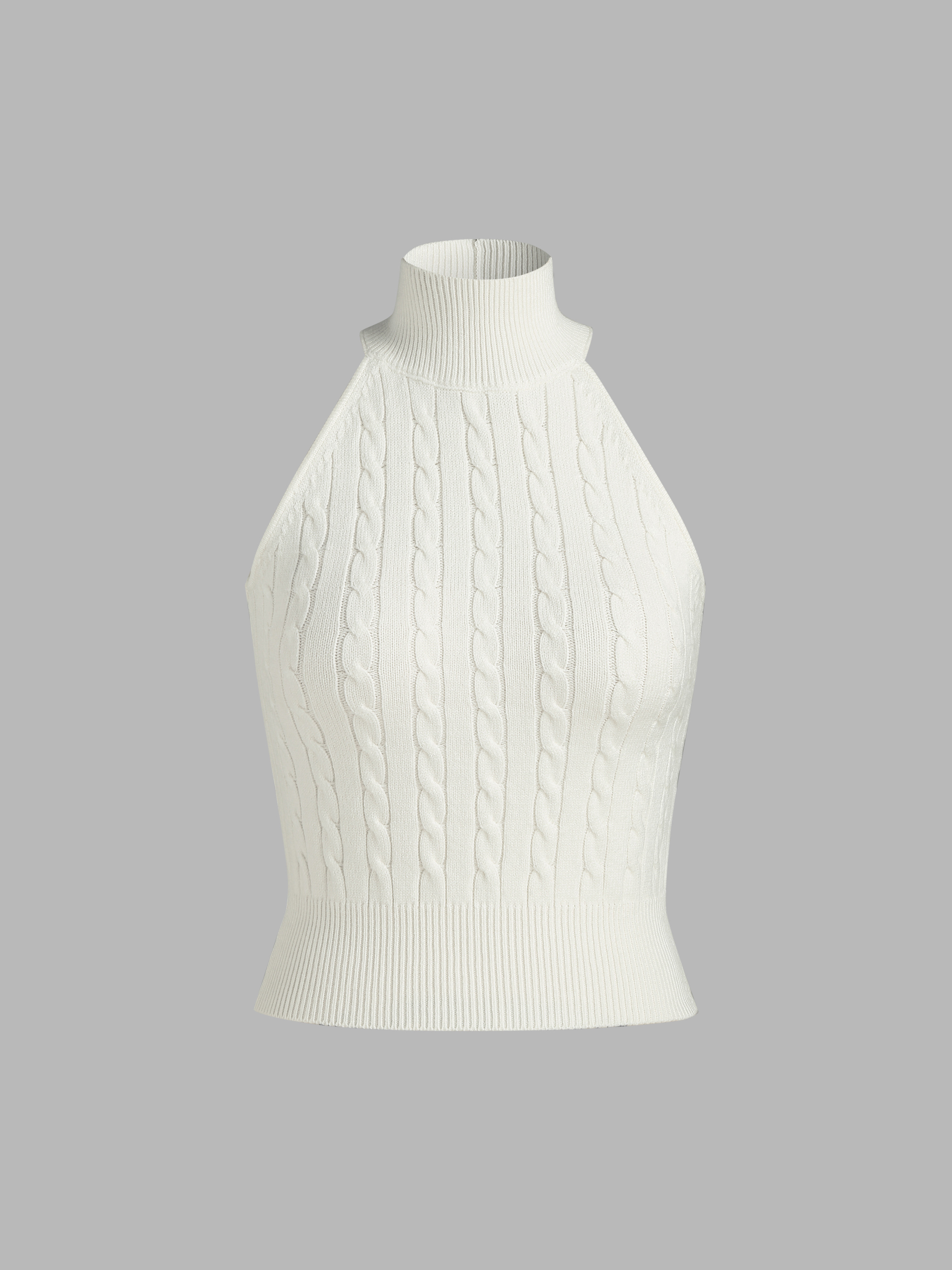 Knit High Neck Solid Cut Out Tank Top For Daily Casual | Cider