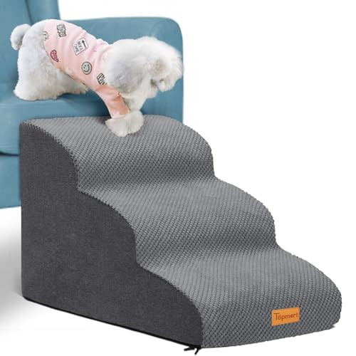 Topmart 3 Tiers Foam Dog Ramps/Steps,Non-Slip Dog Steps,Extra Wide Deep Dog Stairs,High Density Foam Pet Stairs/Ladder,Best for Older Dogs,Cats,Small Pets | Amazon (US)