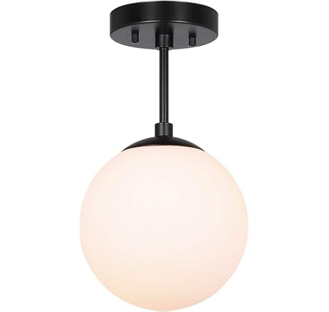 Light Society Zeno Globe Semi Flush Mount Ceiling Light, Frost White Glass with Black Finish, Con... | Amazon (US)
