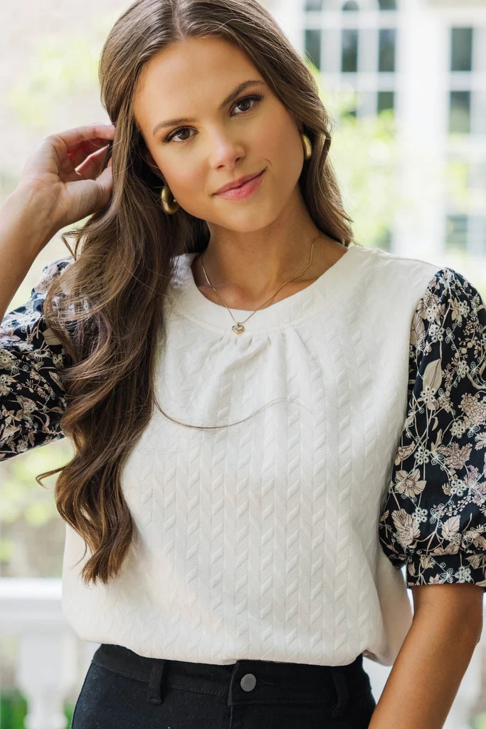 Cool Breeze Confidence Black Eyelet Puff Sleeve Blouse | The Mint Julep Boutique