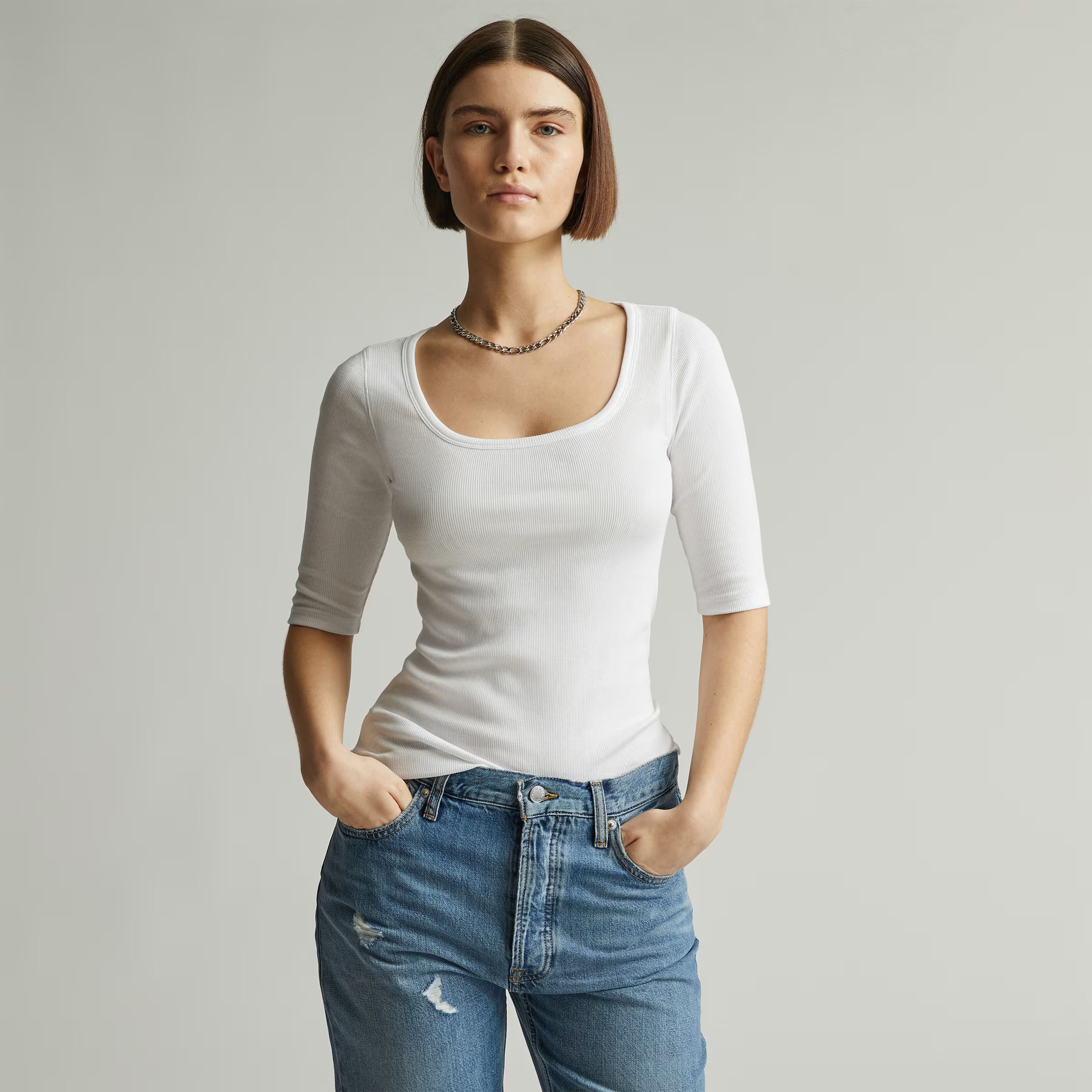 The Supima® Micro-Rib Scoop-Neck Tee | Everlane