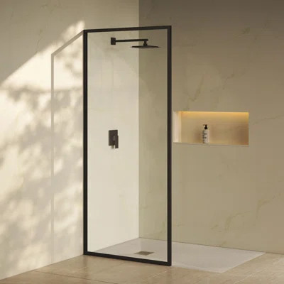 Pierre 34 X 76 Framed Fixed 3/8 In. (10Mm) Clear Tempered Glass Shower Door With Frame | Wayfair North America