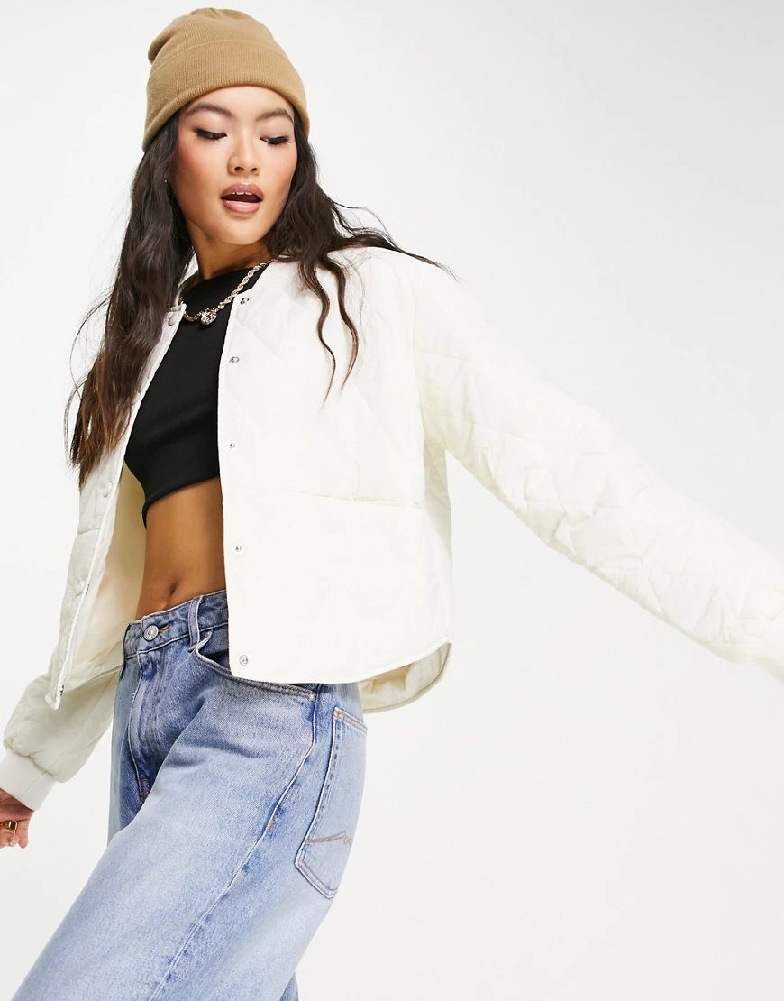 NA-KD quilted jacket in cream-White | ASOS (Global)