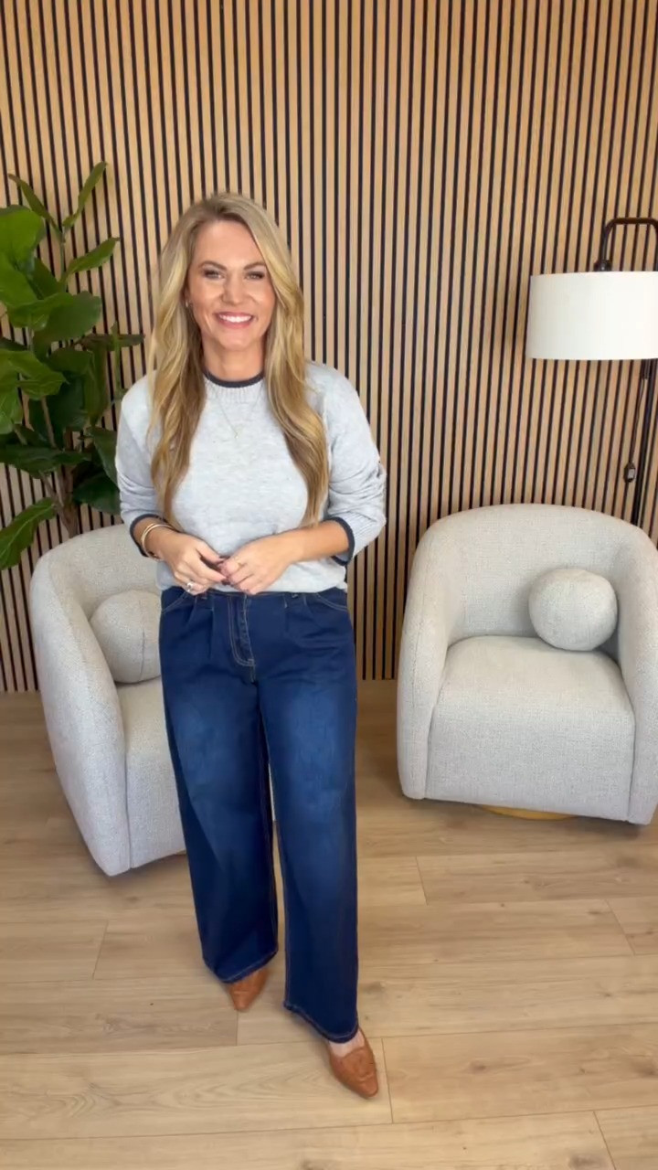 Loving this soft gray sweater with the navy contrast trim for fall! The relaxed fit and ribbed detailing make it such a cute everyday basic, especially paired with these dark wash wide leg jeans. I love mixing a lighter neutral sweater with darker denim for an easy outfit that works for the office, lunch, or a casual day around town!

Sizing: 5’3” | Medium sweater | Size 6 denim

Gray crewneck sweater, navy contrast trim sweater, light gray knit pullover, dark wash wide leg jeans, women’s fall fashion, casual fall workwear, petite fall outfits, relaxed fit sweater, women’s everyday denim, fall sweater outfit, business casual jeans, Audrie Dollins