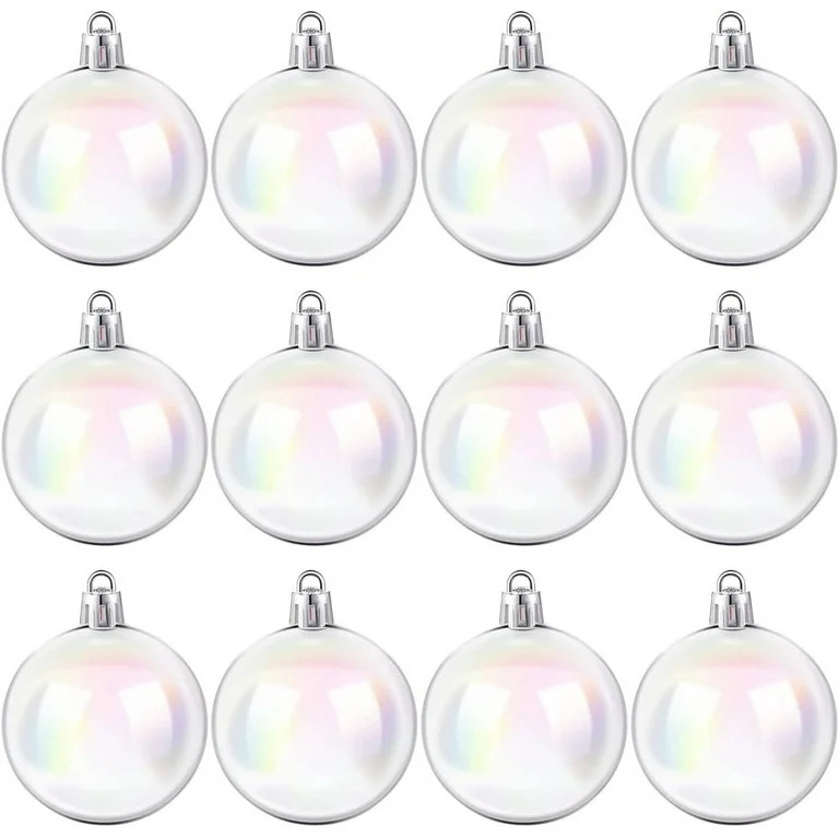 NOGIS 12 Pcs Christmas Iridescent Ball Ornaments Shatterproof Christmas Tree Baubles Clear Plasti... | Walmart (US)