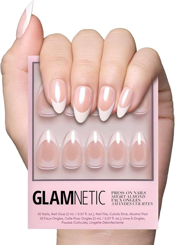Glamnetic Press On Nails - Mrs. | Short Almond Fake Nails with French Tips and Glossy, Glazed Fin... | Amazon (US)