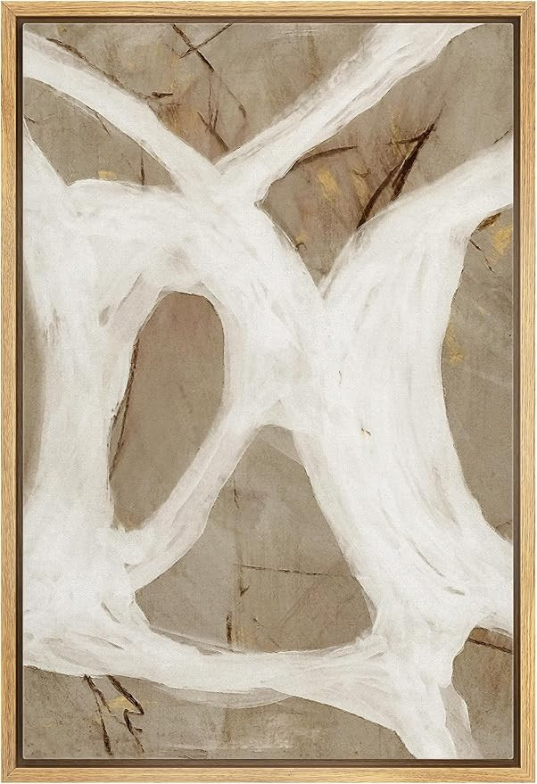 MUDECOR Framed Canvas Print Wall Art Ethereal Ribbons Neutral Tone Abstract Modern Art Minimalist... | Amazon (US)