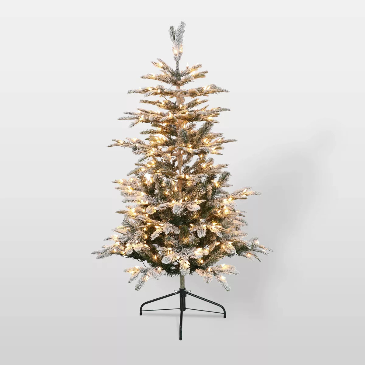 4.5ft Pre-Lit Flocked Alaskan Fir Artificial Christmas Tree - Puleo | Target