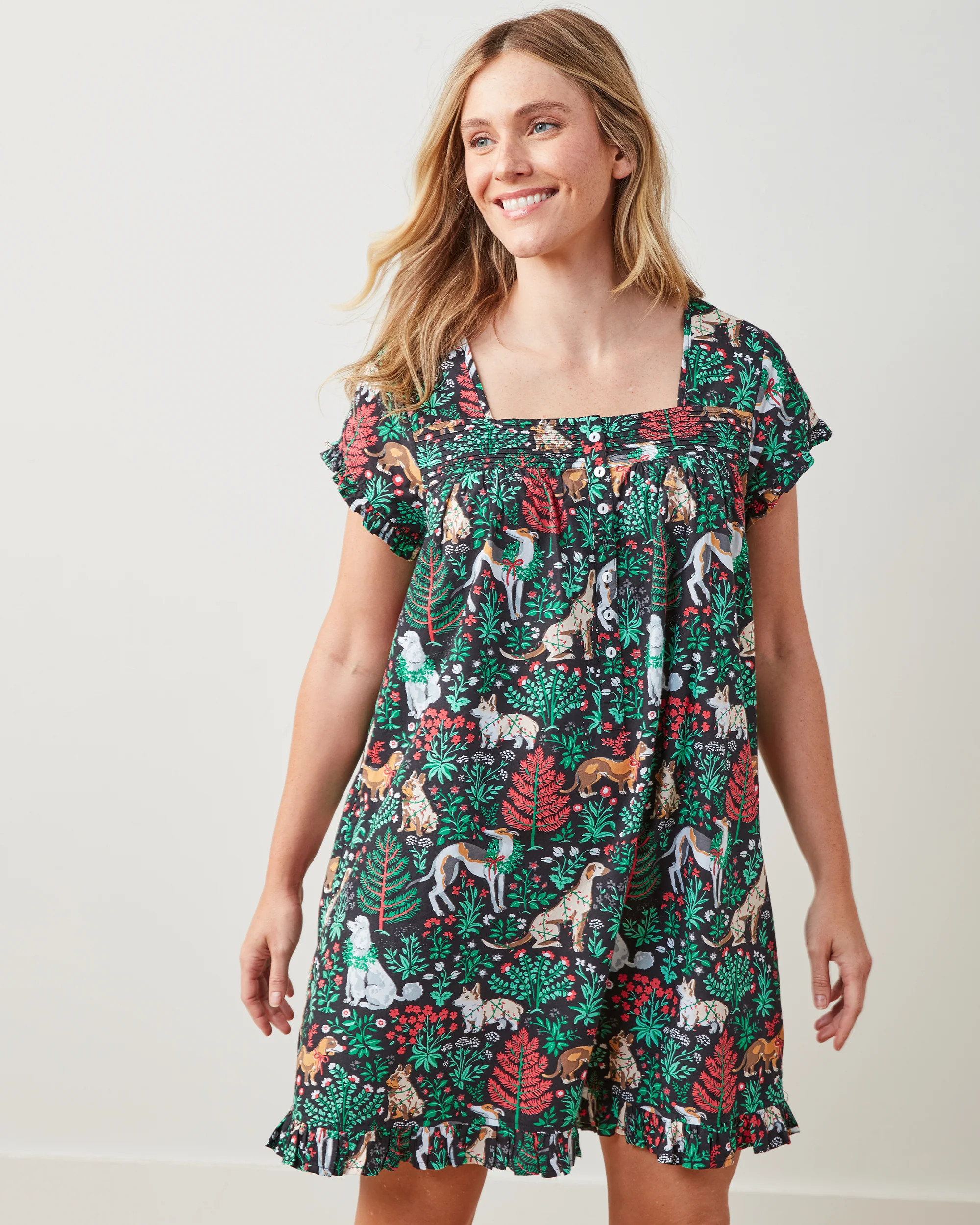 Happy Howlidays - Pintuck Nightgown - Ink | Printfresh