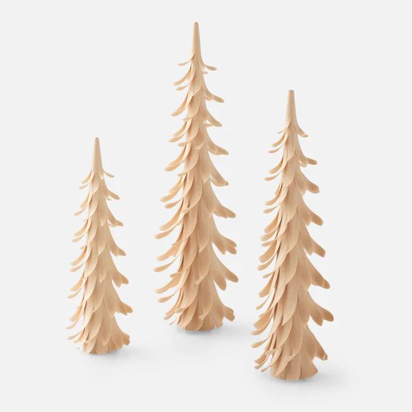 Natural Handcarved Wooden Tree Set | Schoolhouse