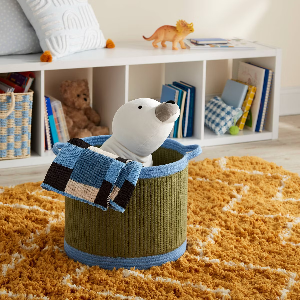 Medium Coiled Rope Kids' Storage Basket Green and Blue - Pillowfort™ | Target