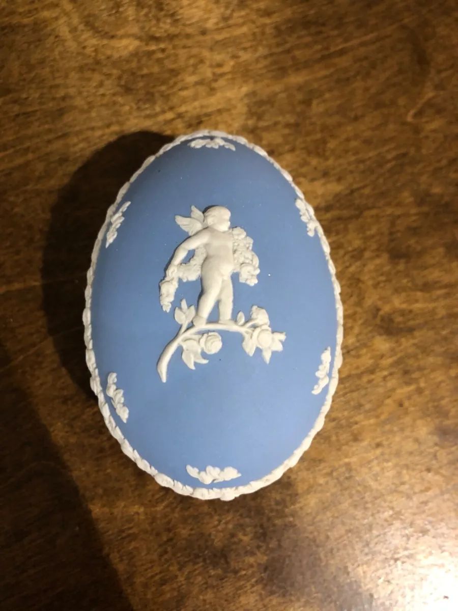 Vintage 1970’s WEDGWOOD Pale Blue Jasper Ware Cherub Egg Trinket Box  | eBay | eBay US