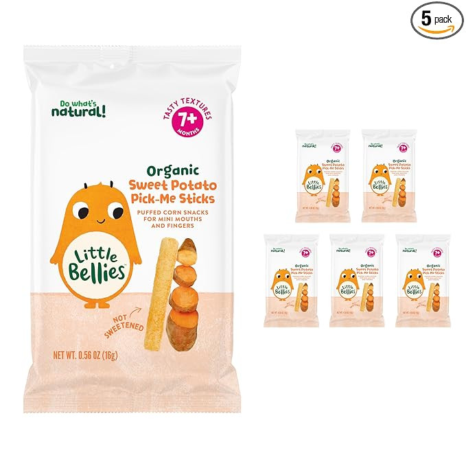Little Bellies Organic Sweet Potato Pick-Me Sticks Baby Snack (Pack of 5 x 0.56 oz Individual Pac... | Amazon (US)