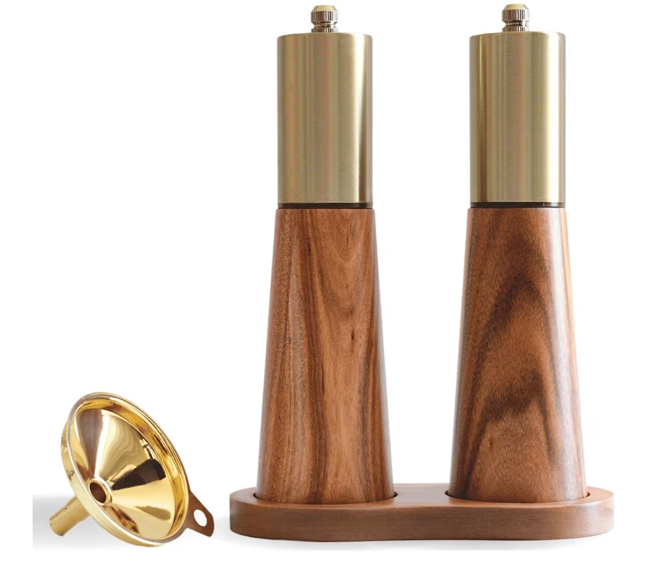 Gold Salt and Pepper Grinder Mill Set With Wood Base, Free Gold Funnel,Stainless Steel Manual Salt Shaker and Pepper Mill,Adjustable Thickness,Suitable For Kitchen (Salt & Pepper Grinder)

#LTKHome