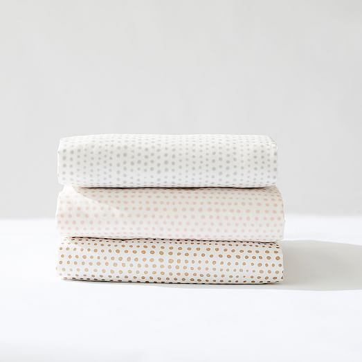 Organic Falling Dot Crib Fitted Sheet - Blush | West Elm (US)