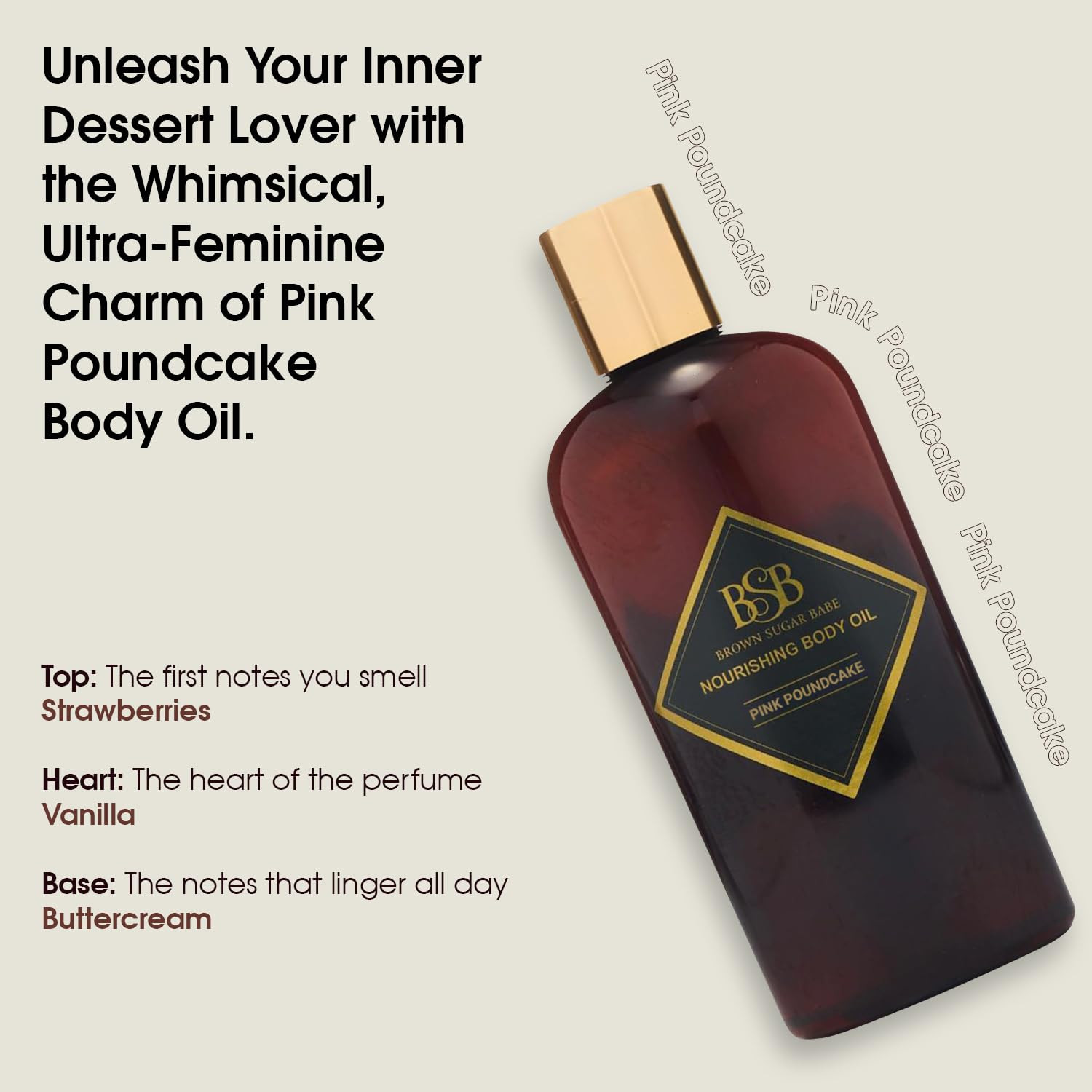 Brown Sugar Babe Pink Poundcake Body Oil, Nourishing Scented Oil for Women with Strawberry, Vanil... | Amazon (US)