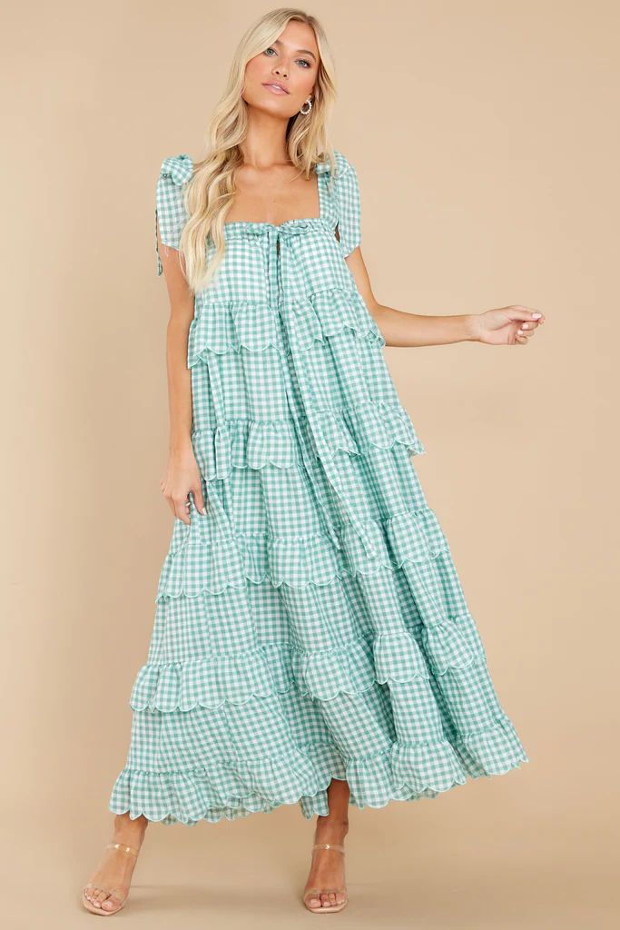 Made To Admire Aloe Green Gingham Dress | Red Dress 